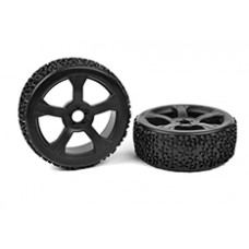 Team Corally - Off-Road 1/8 Buggy Tires - Ninja - Low Profile - Glued on Black Rims - 1 pair
