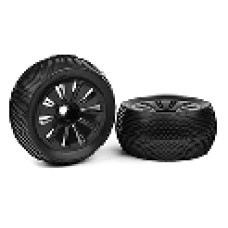 Team Corally - Off-Road 1/8 Truggy Tires - Glued on Black Rims - 1 pair